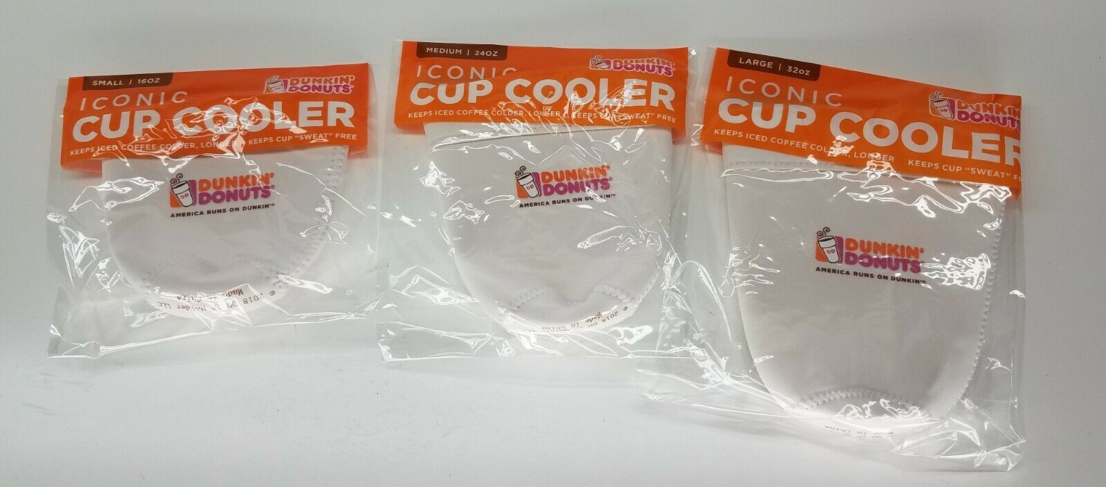 Dunkin Donuts 2018 Iconic Cup Cooler Koozie CHOICE of SIZE White FREE SHIPPING