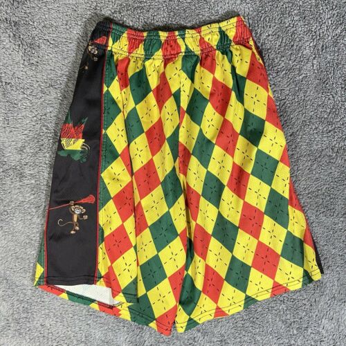 Flow Society Lacrosse Gear Mesh Short Rasta Skeleton Red Green Gold Size Youth Extra Small XS 