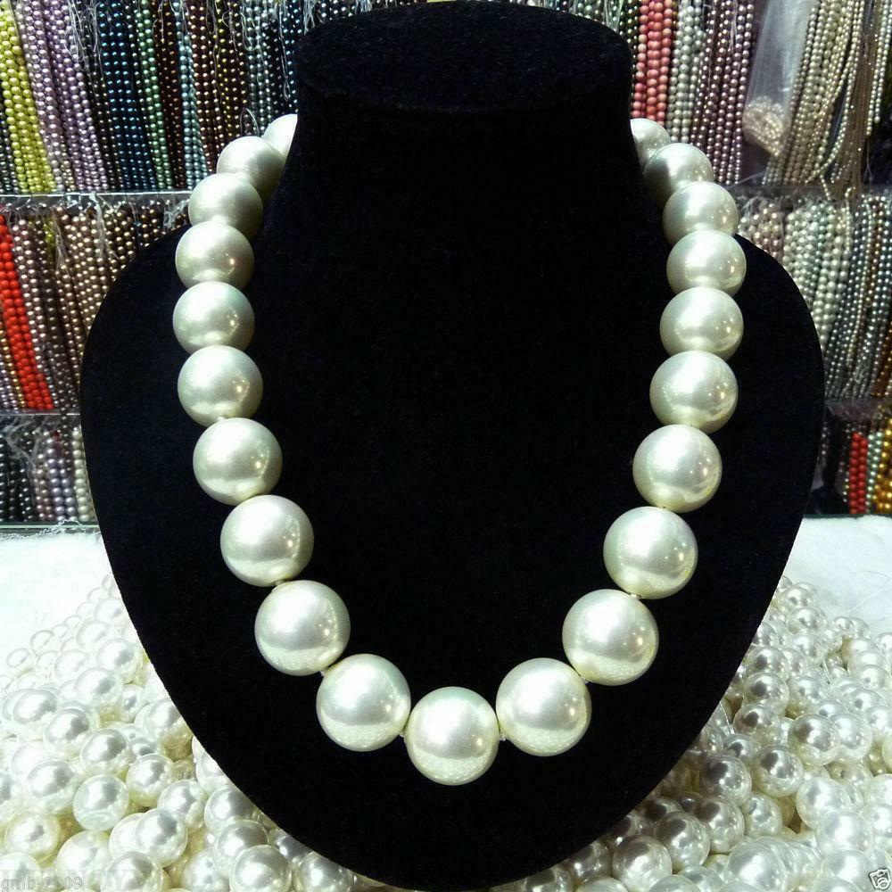 22x33mm Natural White Baroque Pearl Necklace 18 inches Flawless Jewelry Clasp